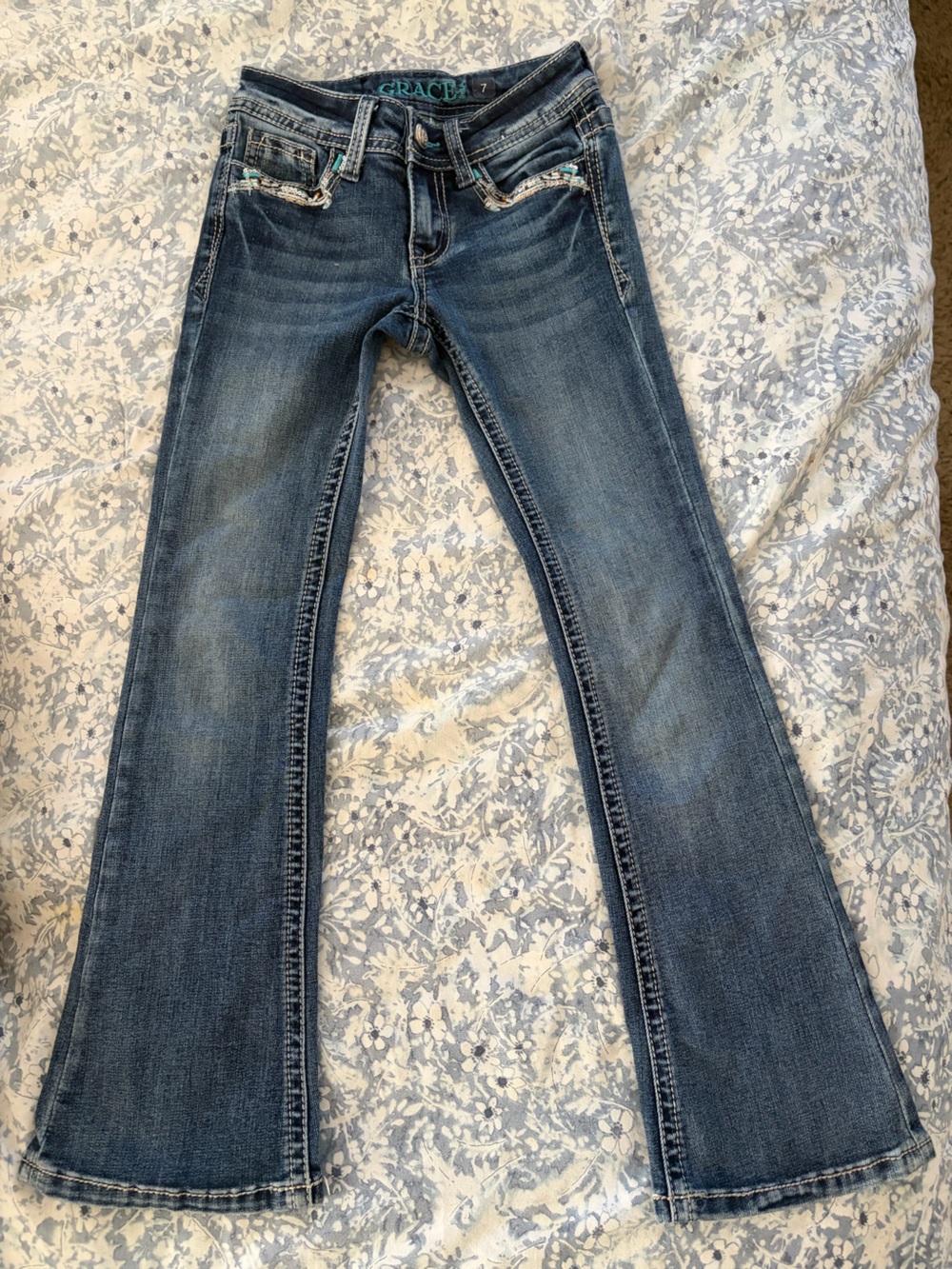Grace Girls' Flared Jeans in Faded Blue